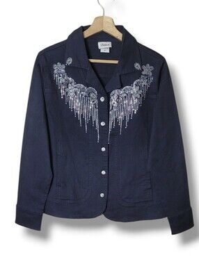 Distinct Black Rhinestone Bling Western Cowgirl Jacket Size M